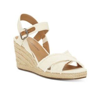 NEW Lucky Brand Margaline Criss Cross Canvas Espadrille Wedges Sandals W…